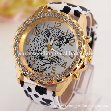 Tiger animal dial diamond jewelry quartz fashion lady watch